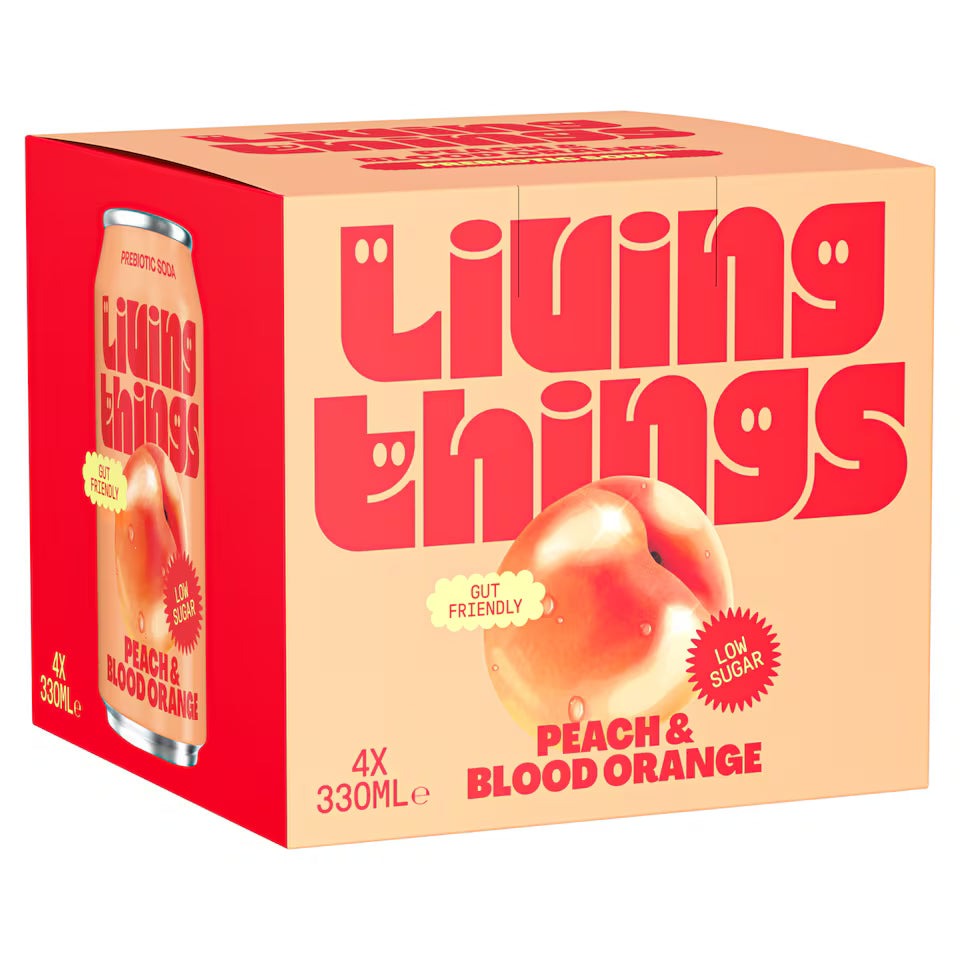 Living Things Peach & Blood Orange Soda 4x 330ml
