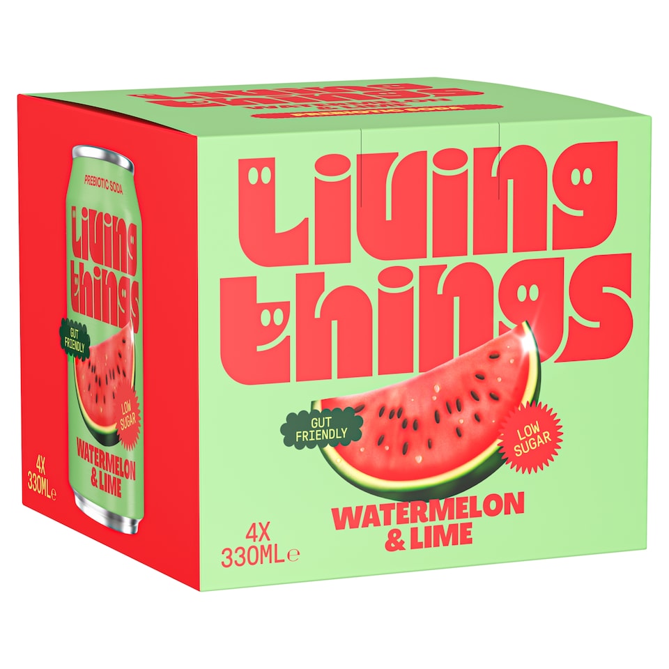 Living Things Watermelon & Lime Soda 4x 330ml